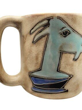 Mara Mug Zodiac Capricorn Symbol Beige & Blue Matte Glaze Interior 4"H x 3.5"D